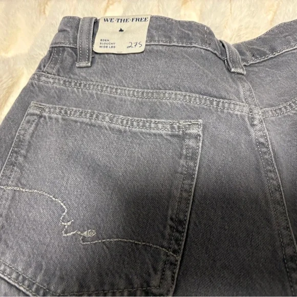We The Free, Free People Eden Slouchy Wide-leg Jeans Diamond Grey 27.5 - Picture 7 of 12